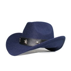 Retro laia tärniga nahkrihm Lapsevanem Naised Mehed Laps Laps Villane Laia äärega Cowboy Western Müts Cowgirl Bowler Cap 54 57 61cm цена и информация | Мужские шарфы, шапки, перчатки | kaup24.ee