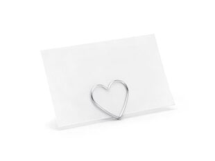Kohakaardi hoidja Hearts, hõbedane, 2,5 cm (1 karp/ 50 pakki) (1 pakk / 10 tk) hind ja info | Peokaunistused | kaup24.ee