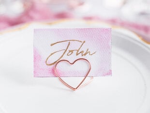 Kohakaardi hoidja Hearts, roosa kuld, 2.5 cm (1 pakk / 10 tk) hind ja info | Peokaunistused | kaup24.ee