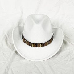 Luksuslik metallist rihm Western Cowboy müts meeste härrasmeeste naiste jazzkauboi müts nahast laia äärega Cloche kirik Sombrero Cowgirl цена и информация | Мужские шарфы, шапки, перчатки | kaup24.ee