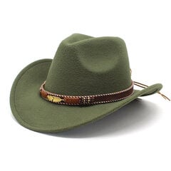 Moodne Western Cowboy müts meestele naistele vilt Fedora Caps Church Panama Cowgirl Jazz Cap Sombrero Vaquero Hombre цена и информация | Мужские шарфы, шапки, перчатки | kaup24.ee