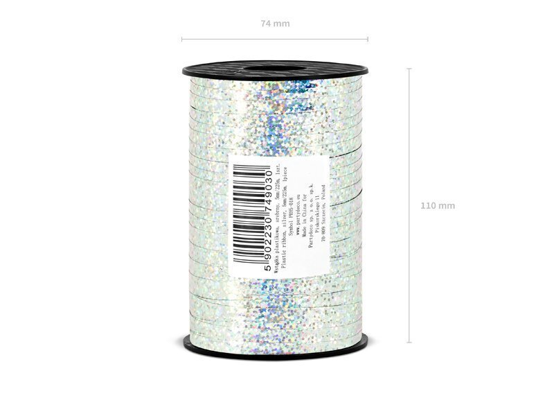 Plastikust kingipael, hõbe, 5mm/225m hind ja info | Kingituste pakendid | kaup24.ee