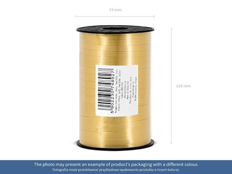 Plastikust kingipael, kuldne, 5mm/225m (1 karp/ 50 tk) hind ja info | Kingituste pakendid | kaup24.ee