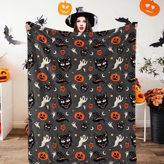 Halloweeni tekk - Bat Ghost kõrvitsatekk - hubane Halloweeni kaunistus peodiivanvoodiks, elutuba 50"x60" stiilis-3 hind ja info | Tekid | kaup24.ee