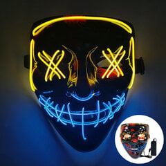 1P Scary Halloween Colplay Light Up Purge Mask Halloween Masquerade Party LED-näomaskid lastele Meeste Naiste Mask pimedas helendav цена и информация | Праздничные декорации | kaup24.ee