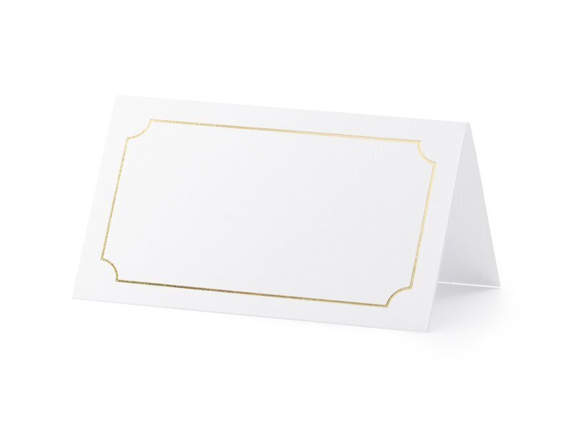 Nimekaart Frame, kuldne, 9.5x5.5 cm (1 karp/ 50 pakki) (1 pakk/ 10 tk) цена и информация | Peokaunistused | kaup24.ee