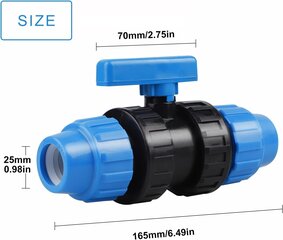 PE toru kuulventiil, plastikust kuulventiil, PP liitmikud, PE toru kuulkraan, 32 mm, sinine цена и информация | Садовые инструменты | kaup24.ee