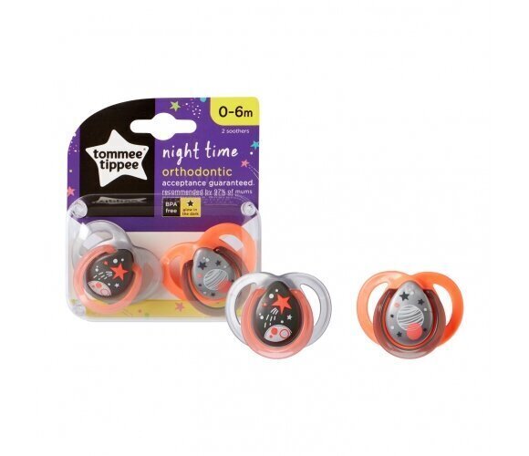 Lutt Tommee Tippee Night 0-6 kuud, 2 tk, 433473 hind ja info | Lutid | kaup24.ee