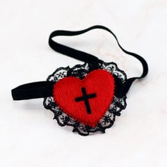 Gooti silmalapp Red Heart Black Cross Eyepasch Cosplay maskid Silmaplaastrid Anime Cosplay Kostüüm Lauvärv Ühe silma mask Silmside цена и информация | Праздничные декорации | kaup24.ee