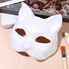 6 tk Mask Kass Maskeraad Tühjad Maskid Valged Loom Tühi nägu Naised isetegemine Halloweeni cosplay peo laps naine Therian Wolf kostüümid hind ja info | Peokaunistused | kaup24.ee