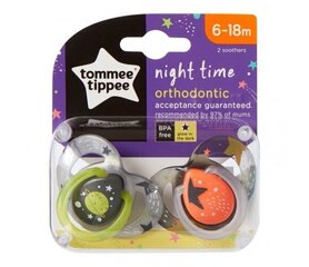 Пустышка Tommee Tippee Night 6-18 месяцев, 2 шт., 433474 цена и информация | Соски на бутылочку | kaup24.ee