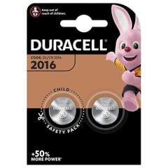 DURACELL patarei CR2016 LITHIUM, 2 tk hind ja info | Patareid | kaup24.ee