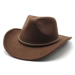 Winter Roll Up Brim Western Cowboy müts Nahast Retro Gentleman Lady Jazz Cowgirl Cap Church Sombrero mütsid hind ja info | Meeste sallid, mütsid ja kindad | kaup24.ee