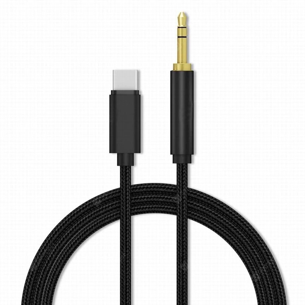 Kaabel Mocco Textile Premium AUX /USB-C -> 3.5 mm 1mm, Must цена и информация | Kaablid ja juhtmed | kaup24.ee