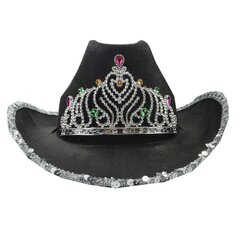 Western Cowboy Caps Roosa Cowgirl Müts Naistele Tüdrukutele Tiara Müts Pühade Kostüüm Peo Läikivad Litritega Edge Crown Fedora Cap hind ja info | Meeste sallid, mütsid ja kindad | kaup24.ee