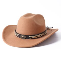 Bauhinia Western Cowboy mütsid meestele Vintage härja kujuga kaunistus kiriku jazzi mütsid Gentleman Elegantsed Cowgirl mütsid hind ja info | Meeste sallid, mütsid ja kindad | kaup24.ee