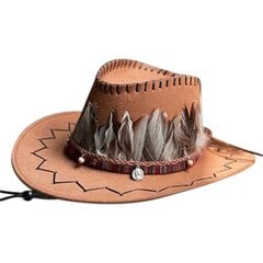 Reisikauboi mütsid Cowboy mütsid sulgedest mütsipael Western peomütsid Cowboy Cosplay hind ja info | Meeste sallid, mütsid ja kindad | kaup24.ee