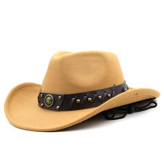 Vintage Western Cowboy müts meeste härrasmeestele Lady Jazz Cowgirl nahast laia äärega Cloche Church Sombrero Hombre mütsid hind ja info | Meeste sallid, mütsid ja kindad | kaup24.ee