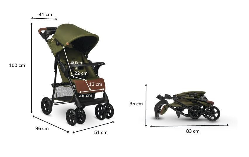 Sportkäru Lionelo Emma Plus, Forest Green цена и информация | Vankrid, jalutuskärud | kaup24.ee