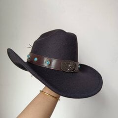 Cowhead Cowboy Hat meeste härrasmeeste naiste jazzkauboi müts nahast laia äärega Cloche Church Sombrero Hombre müts цена и информация | Мужские шарфы, шапки, перчатки | kaup24.ee