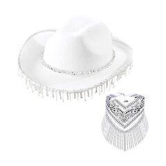 Vilt Cowgirl Müts Glitter Rhinestone Fringe Kauboi müts narmastega Bandana Bling Tutid Halloweeni Cosplay Kostüümid Rekvisiidid цена и информация | Мужские шарфы, шапки, перчатки | kaup24.ee