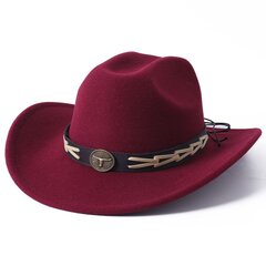 Stiilne kauboimüts ja ainulaadne unisex soliidne džässimüts lehmakujulise kaunistusega Western Cowboy müts Sorero hombre цена и информация | Мужские шарфы, шапки, перчатки | kaup24.ee