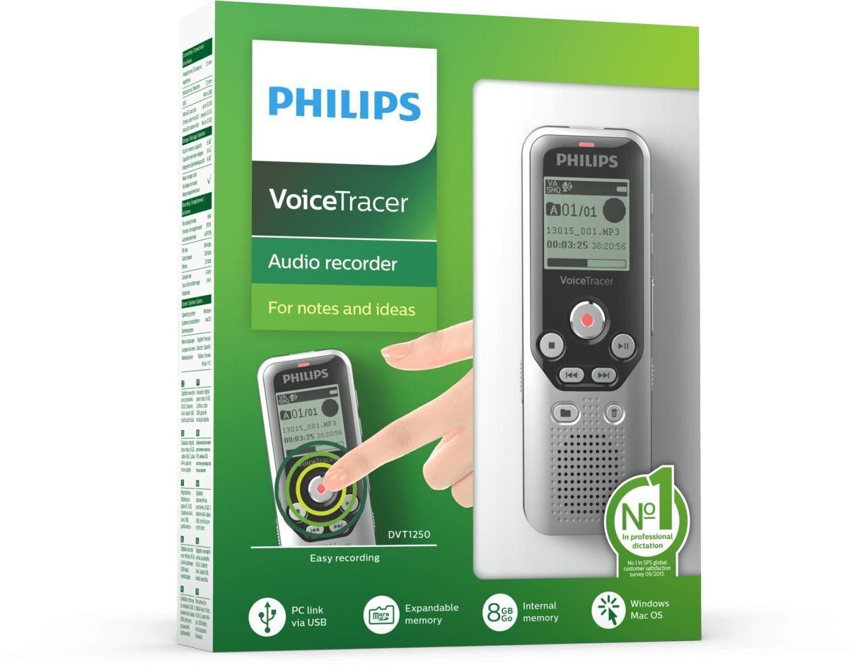 Diktofon Philips DVT1250 hind ja info | Diktofonid | kaup24.ee