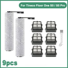 Tineco Floor ONE S5 / S5 Pro juhtmeta märg-kuivtolmuimeja tarvikud HEPA-filtri ja pehme rullharja varuosade komplektid vaibapuhastusmasinad цена и информация | Пылесосы для сбора листьев, измельчители веток, очистители тротуарной плитки | kaup24.ee