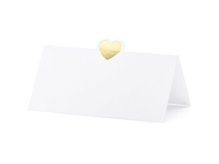 Nimekaart Heart, kuldne, 10x5 cm (1 karp/40 pakki) (1 pakk/10 tk) цена и информация | Праздничные декорации | kaup24.ee