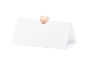 Nimekaart Heart, roosa kuld, 10x5 cm (1 pakk/10 tk) цена и информация | Праздничные декорации | kaup24.ee