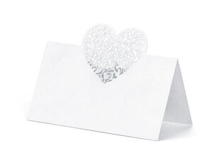 Nimekaart Heart, 9x6.5 cm (1 karp/ 50 pakki) (1 pakk/ 10 tk) hind ja info | Peokaunistused | kaup24.ee