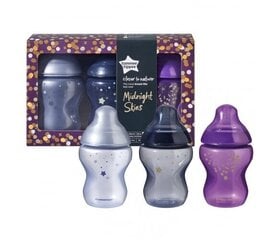 Lutipudelite komplekt Tommee Tippee Midnight Skies 3 x 260 ml, 422598 цена и информация | Бутылочки и аксессуары | kaup24.ee