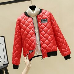 (xL(60KG-65KG)-1-Red)Bella Philoosphy kevadise rombimustriga jope Naiste Parkad Lady Short Bomber jakid Naiste vabaaja välirõivad Shearling mantlid цена и информация | Женские пальто | kaup24.ee