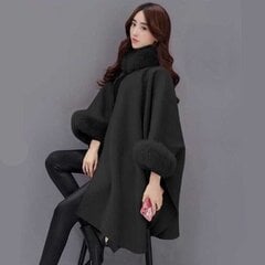 (2xL-must)Elegantne ümmargune kunstkarusnahast mantel Cape Sügis Talvine Suur Pikk Saag Täieliku viimistlusega Lapiline Villane Mantel Mantel Parka 2024 WDC8415 цена и информация | Женские пальто | kaup24.ee