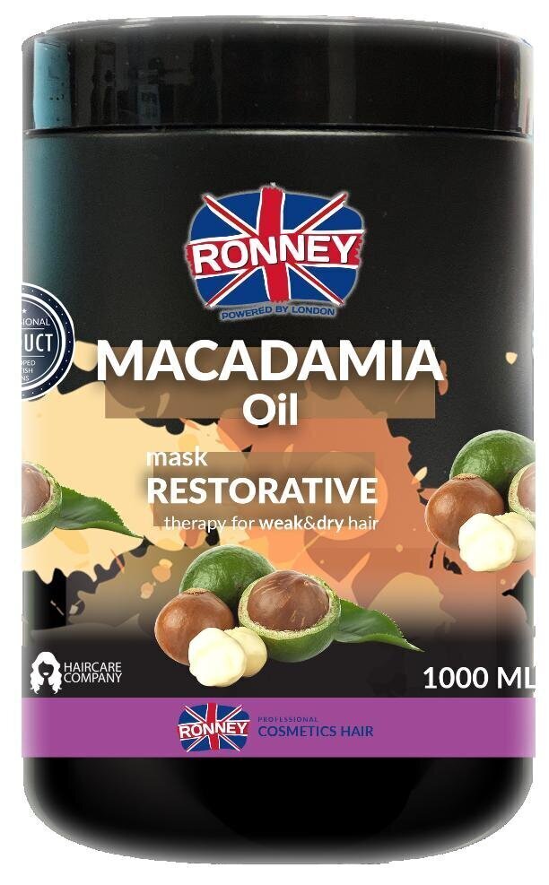 Taastav juuksemask Ronney Macadamia Oil Complex Professional 1000 ml цена и информация | Maskid, õlid, seerumid | kaup24.ee