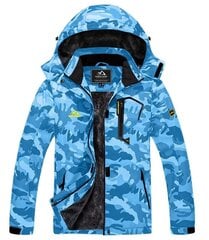 (CN 2xL (US xL)-Sky Blue Camo) Talvine mood suusa-lumelauajope Naiste termofliisist veekindel kala vabaajatöö Vihmajope jakk Tuulejope Parka цена и информация | Женские пальто | kaup24.ee