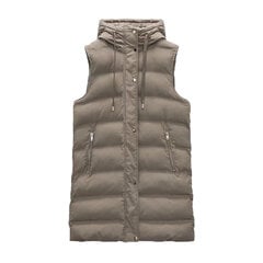 (xS-materjal)Talveriided Naiste Mood Kunstnahast polsterdatud pikk vest jakk Kapuutsiga mantel Vintage PU naiste vest šikk topsid цена и информация | Женские пальто | kaup24.ee