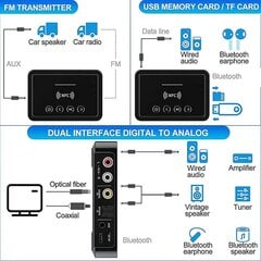 Bluetooth 5.0 vastuvõtja saatja Fm Stereo Aux 3,5 mm pesa Rca juhtmevaba Nfc Bluetoothi heliadapte hind ja info | USB jagajad, adapterid | kaup24.ee