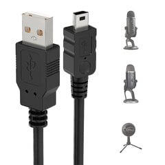 Мікрафонны USB-кабель для Blue Yeti, 2-метровы мікрафон Yeti, кабель сілкавання ад USB A да міні-кабеля перадачы даных, Шнур для USB-мікрафона Blue Yeti, Blue Snowball Ic цена и информация | Адаптеры и USB-hub | kaup24.ee