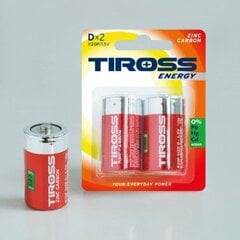 TIROSS ENERGY ZINC CARBON elemendid R20, D, 12 tk (2tk x 6bl) цена и информация | Батарейки | kaup24.ee