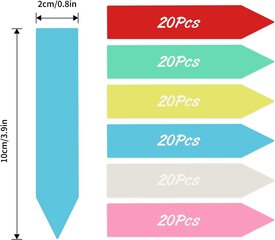 Pakis 600 ilmastikukindlat välitaimede etiketti, 6 värvi, 10 x 2 cm цена и информация | Садовые инструменты | kaup24.ee