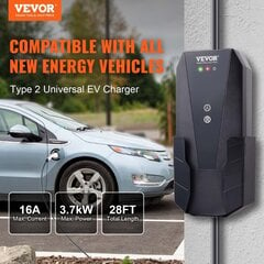 Kaasaskantav EV laadija Vevor, 3,68 kW, 8,6 m, 8-16A, 1 faas hind ja info | Elektriautode laadimisjaamad | kaup24.ee