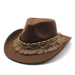 Kauboi müts naistele ja meestele Tutid Jazz Cap Villane 57 58 cm Etniline stiil kumer äärega Kvaliteetne Cowgirl NZ0062 цена и информация | Мужские шарфы, шапки, перчатки | kaup24.ee