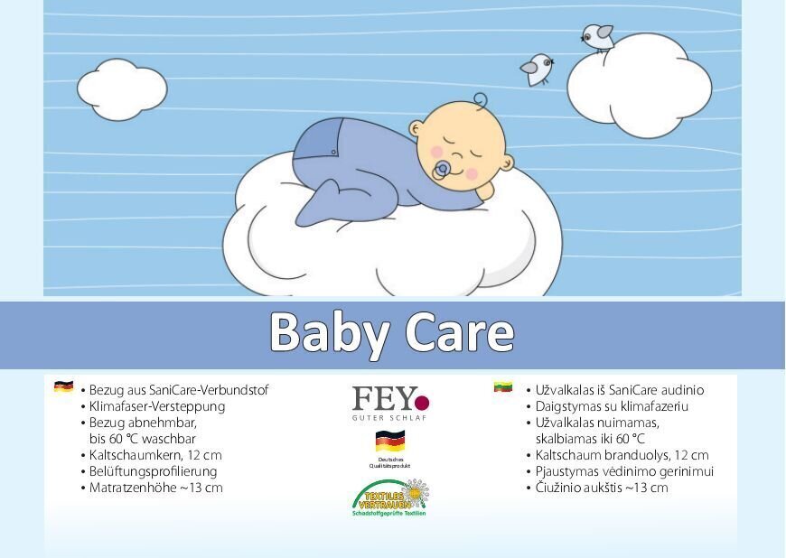 Laste madrats FEY Baby Care, 60x120 cm цена и информация | Madratsid | kaup24.ee