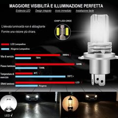 H4 LED-pirn 6500K auto esitulede kaugtulede, asendushalogeenlambi ja ksenoontulede jaoks (2tk) hind ja info | Lisaseadmed | kaup24.ee