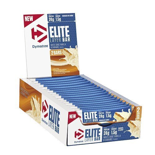 Toidulisandibatoonid Dymatize Elite Layer 18 x 2x30g, vanilje ja karamelli maitsega valge šokolaad hind ja info | Batoonid | kaup24.ee