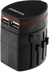 Omega reisiadapter 4in1 USB, Must hind ja info | Mobiiltelefonide laadijad | kaup24.ee