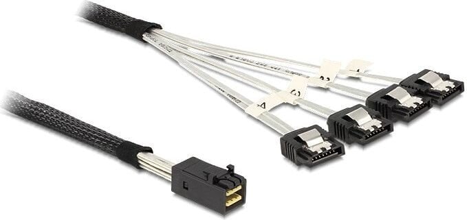 Delock kaabel Mini SAS HD SFF-8643 > 4 x SATA 7 Pin 0.5m цена и информация | Kaablid ja juhtmed | kaup24.ee