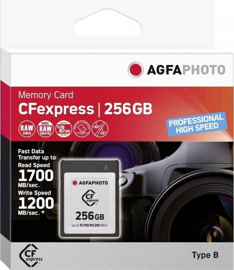 AgfaPhoto mälukaart CFexpress 256GB Professional High Speed цена и информация | Fotoaparaatide mälukaardid | kaup24.ee