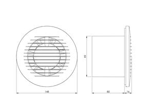 Электровентилятор Europlast E-Extra EA100HT, Ø100мм c шариковым подшипником, таймером, датчиком влаги цена и информация | Вентиляторы для ванной | kaup24.ee